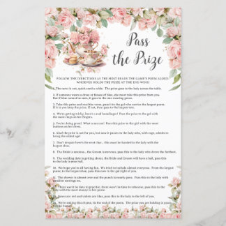 Pink Floral Tea Party Bridal Shower Pass the Prize