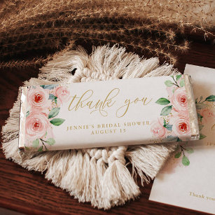 Pink Floral Thank You Candy Bar Favour Wrapper