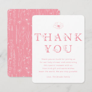 Pink Floral Thank You Card   Baby Shower