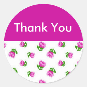 Pink Floral Thank You Envelope Seals