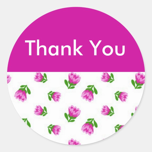 Pink Floral Thank You Envelope Seals (Front)