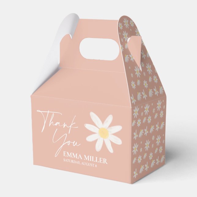 Pink Floral Thank You Favour Box (Back Side)