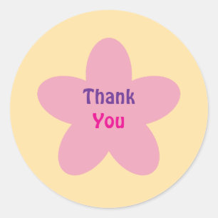 Pink Floral Thank you sticker