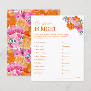 Pink Floral The Price is Right Baby Shower Game