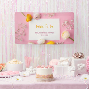 Pink Floral Theme Bridal Shower Banner