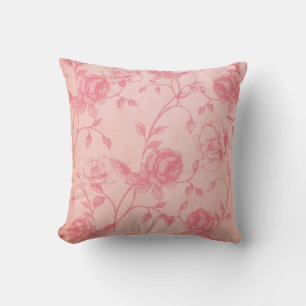 Pink Floral Throw Pillow