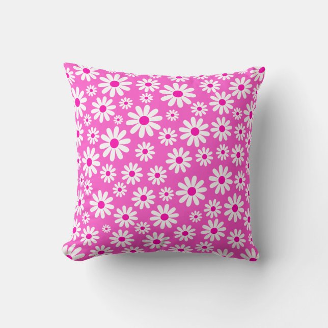 Pink Floral Throw Pillow (Front)
