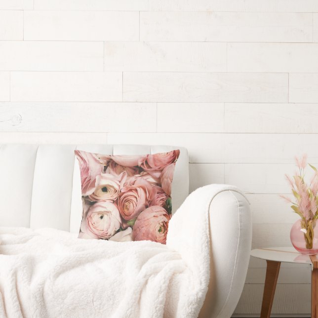 Pink Floral Throw Pillow (Couch)