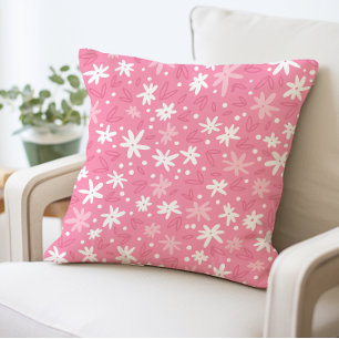 Pink Floral Throw Pillow, Decorative Pillow
