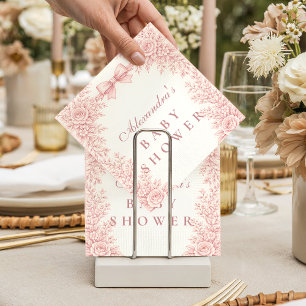 Pink Floral Toile Baby Shower Napkin