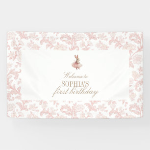 Pink Floral toile Some Bunny Birthday  Banner