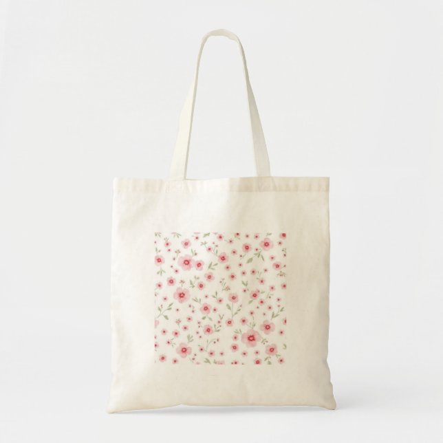 Pink Floral Tote Bag (Front)