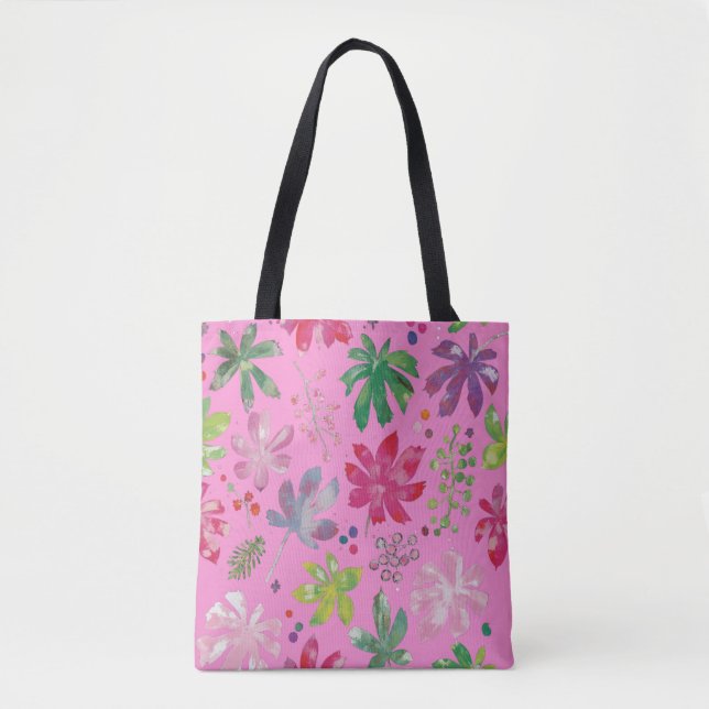 Pink Floral Tote Bag – Cute Botanical Pattern (Devant)