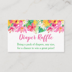 Pink Floral Tropical Diaper Raffle Tickets Enclosure Card