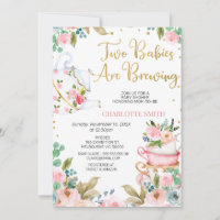 Pink Floral Twins Baby is Brewing Baby Shower