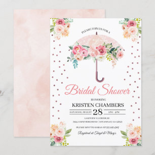 Pink Floral Umbrella Bridal Shower Invitation