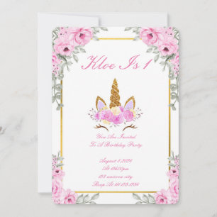 PINK FLORAL UNICORN BIRTHDAY PARTY INVITATION