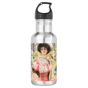 Pink Floral Victorian Woman Regency 532 Ml Water Bottle
