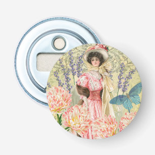 Pink Floral Victorian Woman Regency Bottle Opener