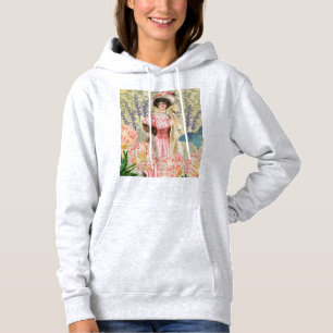 Pink Floral Victorian Woman Regency Hoodie