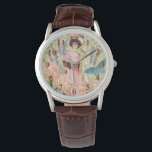 Pink Floral Victorian Woman Regency Watch<br><div class="desc">A rich elegant Victorian era theme featuring a gorgeous painting by J. Barrick (1908) and decoupage collage flowers,  butterfly,  William Morris background and swirls.</div>