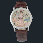 Pink Floral Victorian Woman Regency Watch<br><div class="desc">A rich elegant Victorian era theme featuring a gorgeous painting by J. Barrick (1908) and decoupage collage flowers,  butterfly,  William Morris background and swirls.</div>