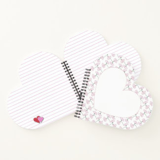 Pink Floral Vines Flowers Heart shape Notebook