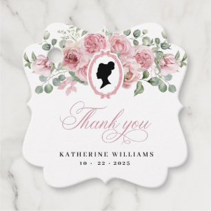 Pink Floral Vintage Bridal Shower Favour Tags