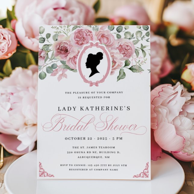 Pink Floral Vintage Bridal Shower Invitation (Creator Uploaded)