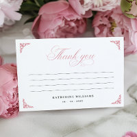 Pink Floral Vintage Bridal Shower Thank You Card