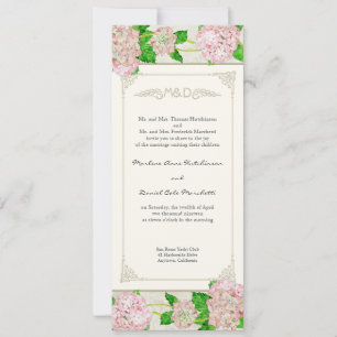 Pink Floral Vintage Elegant Hydrangea Lace Wedding Invitation