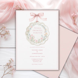 Pink Floral Vintage Elegant Wedding  Invitation