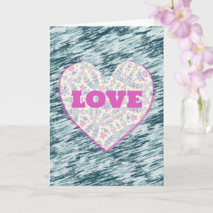 Pink Floral Vintage Heart Love Valentine Card