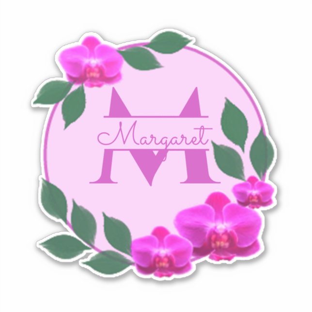 Pink floral vintage personalized name initial (Front)