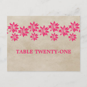 Pink Floral Vintage Table Number Postcard
