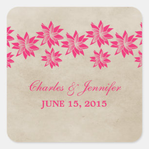 Pink Floral Vintage Wedding Stickers
