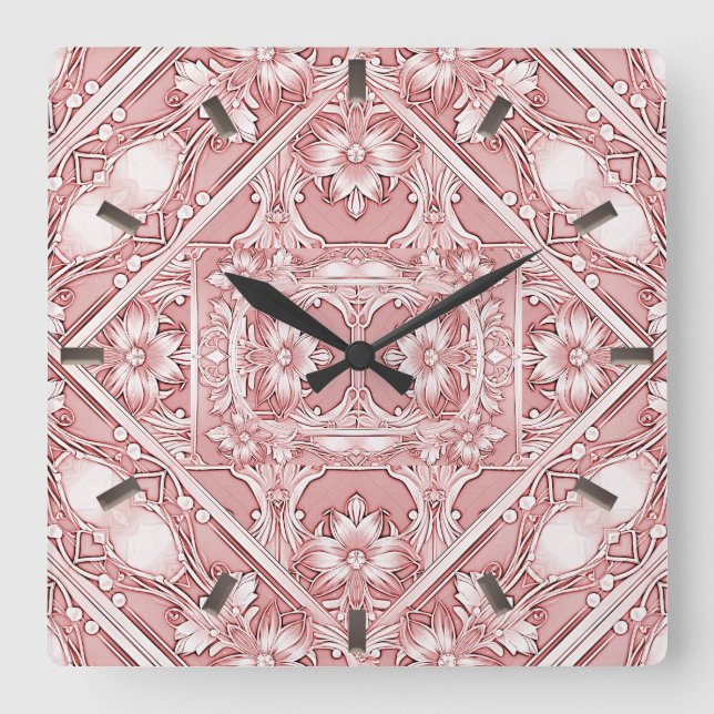 Pink Floral Wall Clock (Front)