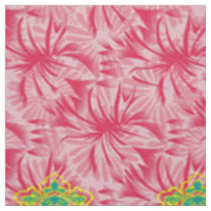 Pink Floral Wallpaper. Boho Ethnic Textile Fabric