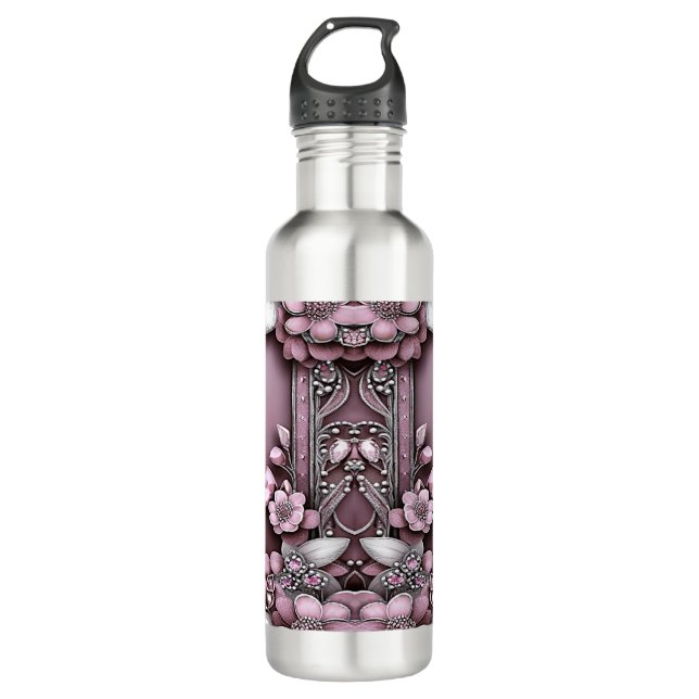Pink Floral Water Bottle (Front)