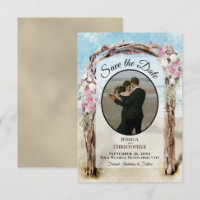 Pink Floral Watercolor Beach Arbor & Photo Wedding