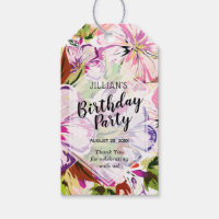 Pink Floral Watercolor Birthday Party Thank You
