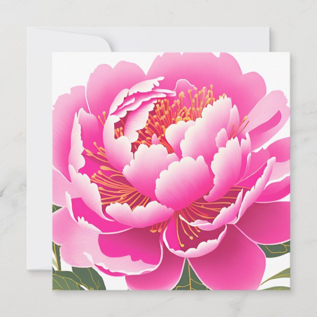 Pink Floral Watercolor Blank Greeting Card (Front)