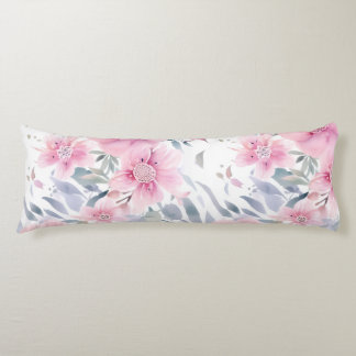 Pink Floral Watercolor Body Pillow