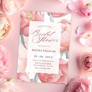 Pink floral watercolor bridal shower invitation
