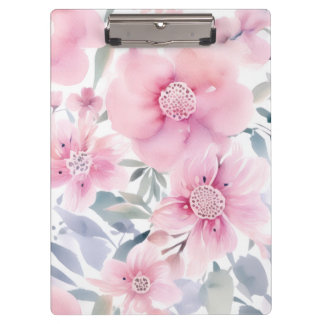 Pink Floral Watercolor Clipboard