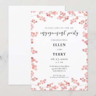 Pink floral watercolor Engagement party Invitation