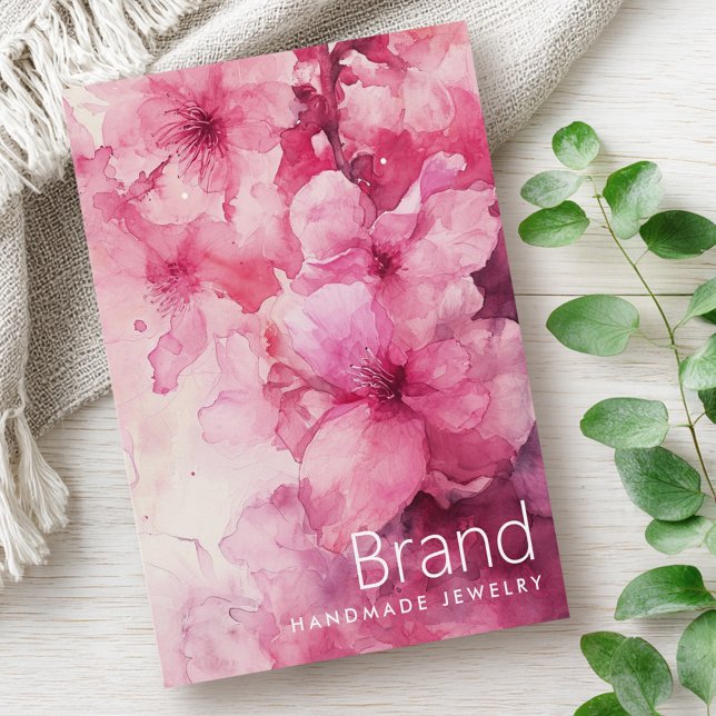 Pink floral watercolor flower earring card (Pink floral watercolor flower earring card)