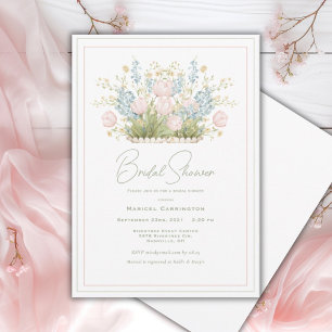 Pink Floral Watercolor Modern Bridal Shower Invitation