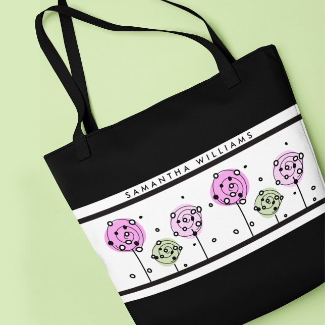 Pink Floral Watercolor Monogram Tote Bag (Creator Uploaded)
