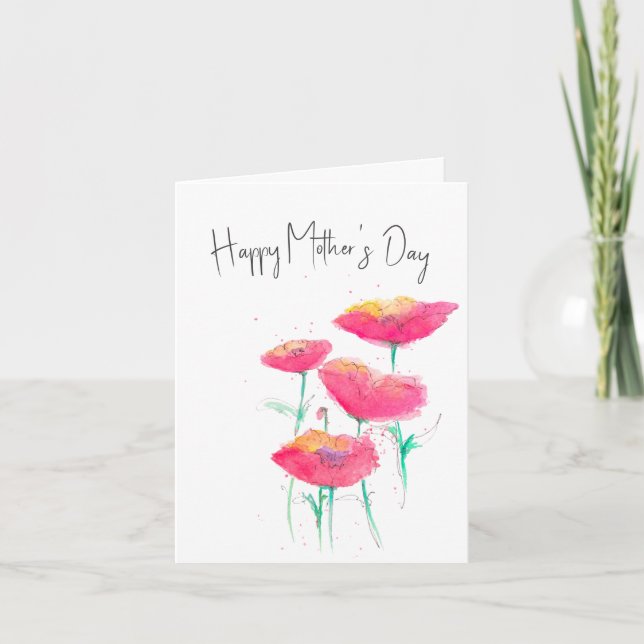 Pink Floral Watercolor Mother's Day Card (Front)